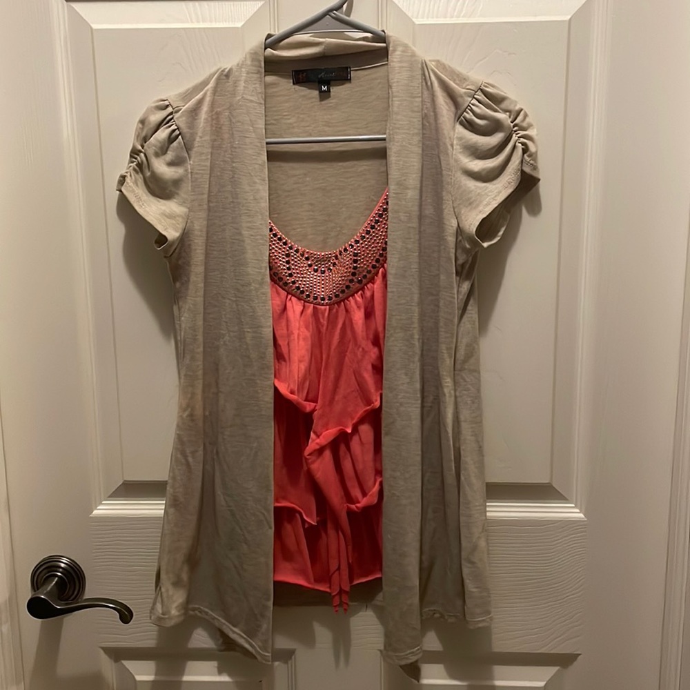 Heart Soul Cami and Cardigan Blouse size M